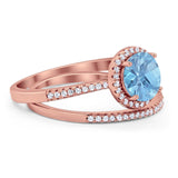 Two Piece Round Natural Stone Bridal Ring