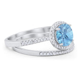 Two Piece Round Natural Stone Bridal Ring