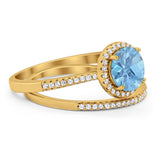 Two Piece Round Natural Stone Bridal Ring