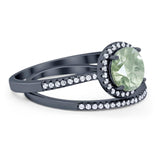 Two Piece Round Natural Stone Bridal Ring