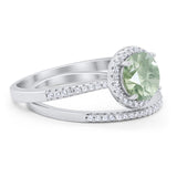 Two Piece Round Natural Stone Bridal Ring