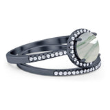 Two Piece Round Natural Stone Bridal Ring