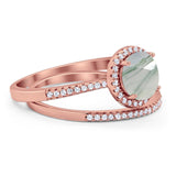 Two Piece Round Natural Stone Bridal Ring