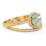 Two Piece Round Natural Stone Bridal Ring