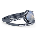 Two Piece Round Natural Stone Bridal Ring