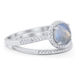 Two Piece Round Natural Stone Bridal Ring