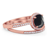 Two Piece Round Natural Stone Bridal Ring