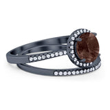 Two Piece Round Natural Stone Bridal Ring