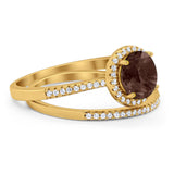 Two Piece Round Natural Stone Bridal Ring