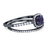 Two Piece Round Natural Stone Ring