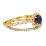 Two Piece Round Natural Stone Ring
