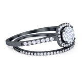 Two Piece Round Natural Stone Ring