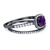 Two Piece Round Natural Stone Ring