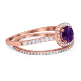 Two Piece Round Natural Stone Ring