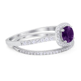 Two Piece Round Natural Stone Ring