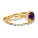 Two Piece Round Natural Stone Ring