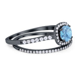 Two Piece Round Natural Stone Ring