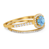 Two Piece Round Natural Stone Ring