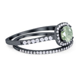 Two Piece Round Natural Stone Ring