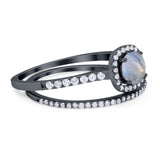 Two Piece Round Natural Stone Ring