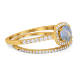 Two Piece Round Natural Stone Ring