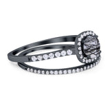 Two Piece Round Natural Stone Ring