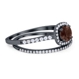 Two Piece Round Natural Stone Ring