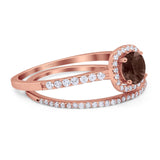 Two Piece Round Natural Stone Ring