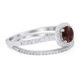 Two Piece Round Natural Stone Ring