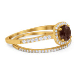 Two Piece Round Natural Stone Ring