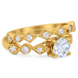 Two Piece Round Natural Stone Bridal Ring