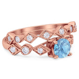 Two Piece Round Natural Stone Bridal Ring