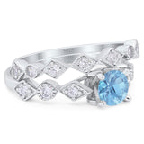 Two Piece Round Natural Stone Bridal Ring