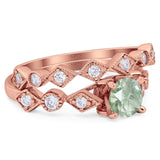 Two Piece Round Natural Stone Bridal Ring