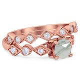 Two Piece Round Natural Stone Bridal Ring