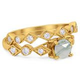 Two Piece Round Natural Stone Bridal Ring