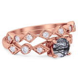 Two Piece Round Natural Stone Bridal Ring