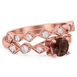 Two Piece Round Natural Stone Bridal Ring