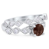 Two Piece Round Natural Stone Bridal Ring