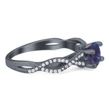 Art Deco Round Natural Stone Solitaire Ring