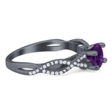 Art Deco Round Natural Stone Solitaire Ring