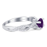 Art Deco Round Natural Stone Solitaire Ring