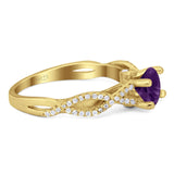 Art Deco Round Natural Stone Solitaire Ring