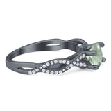 Art Deco Round Natural Stone Solitaire Ring