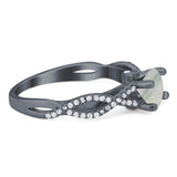 Art Deco Round Natural Stone Solitaire Ring