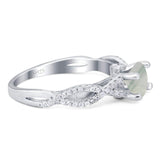 Art Deco Round Natural Stone Solitaire Ring