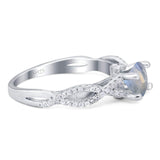 Art Deco Round Natural Stone Solitaire Ring