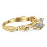 Art Deco Round Natural Stone Solitaire Ring