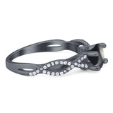 Art Deco Round Natural Stone Solitaire Ring