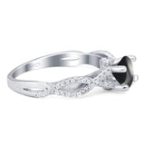 Art Deco Round Natural Stone Solitaire Ring